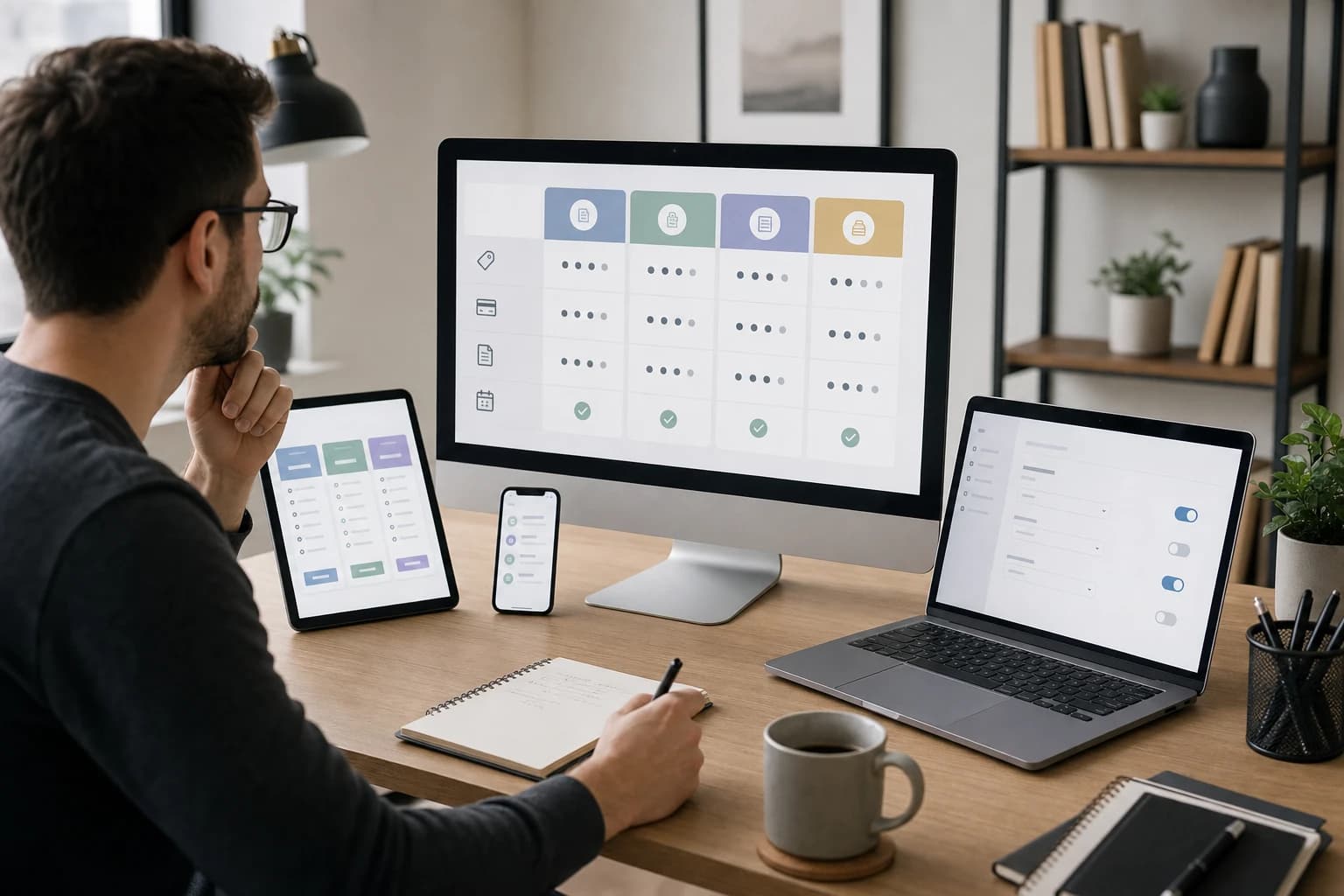 Freelancer comparing invoice software pricing, payment fees, tax exports, and recurring billing settings