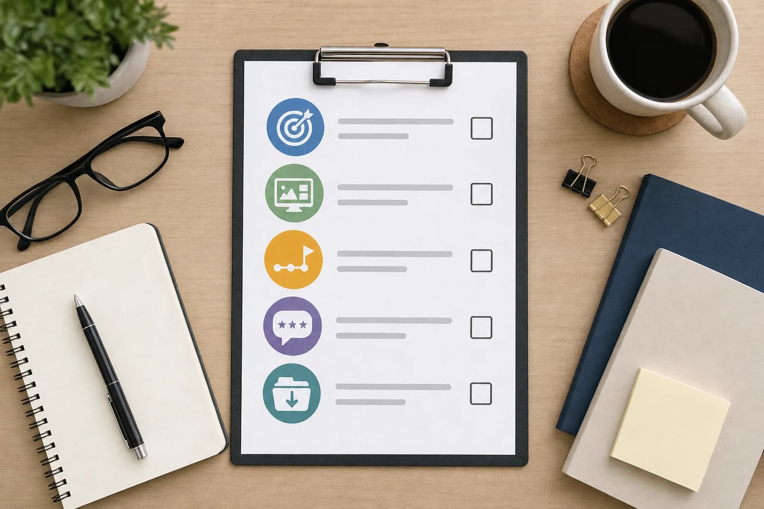 Freelancer hiring checklist with scope milestones and feedback steps