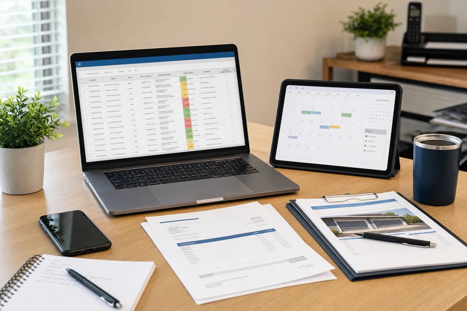 Spreadsheet and calendar reminders used to track customer follow ups for a small service business